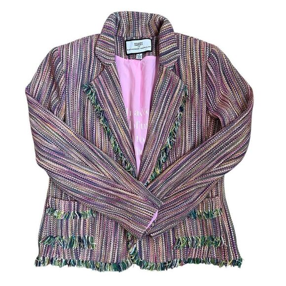 HILARY RADLEY Hilary Radley Tweed Multicolored Striped Blazer Size 8 - Picture 7 of 10